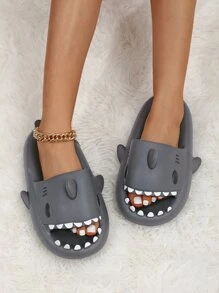 Chanclas banda única con diseño de tiburón