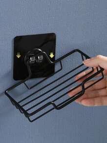 不锈钢皂盒，沥水皂架，壁挂式，无需钻孔，适用于浴室和淋浴间家居浴室装饰秋季装饰返校季 - 黑色 - 查看 7