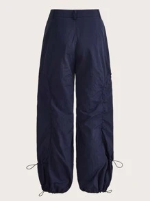 SHEIN ICON Grunge Gorpcore Zipper Fly Flap Pocket Cargo Pants - Navy Blue - View 7