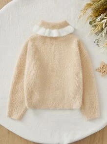 SHEIN Baby Contrast Panel Fluffy Knit Jumper - Yellow - View 2