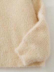 SHEIN Baby Contrast Panel Fluffy Knit Jumper - Yellow - View 4