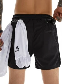 Gym Rark Quần short thể thao nam kiểu boyfriend, xẻ tà, cạp chun, co giãn, có túi đựng điện thoại, quần tập gym, quần jogger, quần nỉ, quần đen. - màu đen - Xem 2