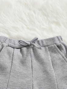 SHEIN 小女童前蝴蝶結下擺開叉喇叭褲 - 淺灰色 - 查看 3