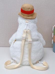 Duck Design Fuzzy Novelty Slippers - White - View 2