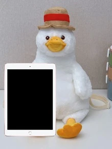 Duck Design Fuzzy Novelty Slippers - White - View 3