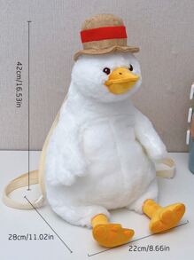Duck Design Fuzzy Novelty Slippers - White - View 4