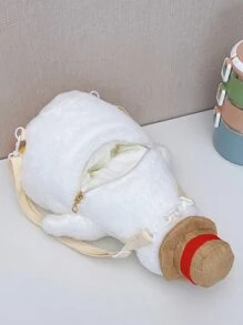 Duck Design Fuzzy Novelty Slippers - White - View 5