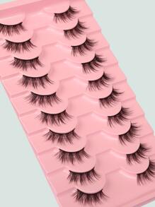 Himirell 10對自然交叉加長黑色假睫毛，帶貓眼效果，適合日常和約會妝容 - 黑色 - 查看 3