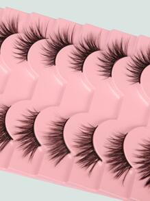 Himirell 10 对自然猫眼长交叉假睫毛，带延长尾部，适合日常和约会夜妆，必备美容工具条状睫毛，睫毛，睫毛，假睫毛 - 黑色 - 查看 7