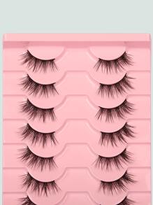 Himirell 10對自然交叉加長黑色假睫毛，帶貓眼效果，適合日常和約會妝容 - 黑色 - 查看 8