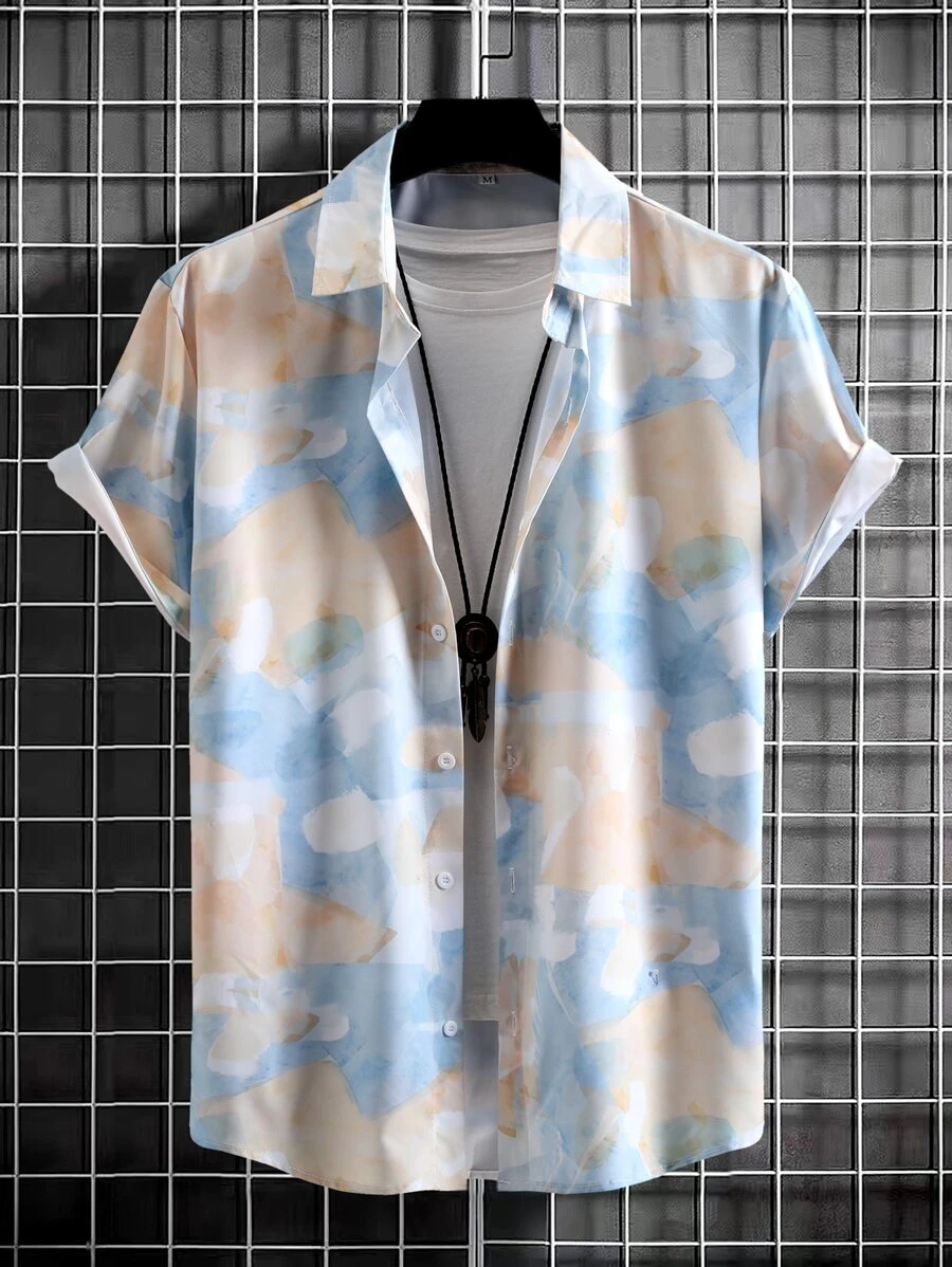 Manfinity Men Random Print Shirt Without Tee - Multicolor - View 1