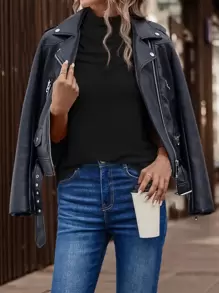 Chiquease Solid High Neck Tank Top - Black - View 3