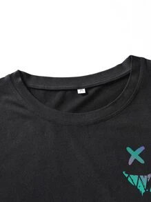 Manfinity Hypemode 男士反光卡通圖案T恤 - 黑色 - 查看 4