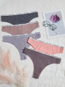 Plus 5pack Letter Tape Panty Sports - Multicolor - View 1