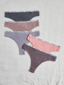 Plus 5pack Letter Tape Panty Sports - Multicolor - View 2