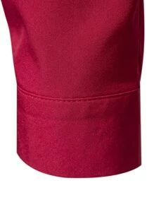 Manfinity Mode Men Solid Stand Collar Shirt - Red - View 5