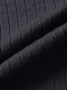 Niñitas Vestido estilo camiseta con estampado de letra tejido de canalé - Negro - Ver 3