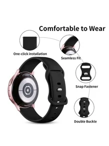 20/22mm 黑色硅胶替换表带男女款兼容三星 Galaxy Watch 4 表带 40mm 44mm/Galaxy Watch 4 Classic 42mm 46mm/Watch Active 2 40mm 44mm/Watch 3 41mm 作为返校学生的礼物 - 黑色 - 查看 3