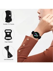 20/22mm 黑色硅胶替换表带男女款兼容三星 Galaxy Watch 4 表带 40mm 44mm/Galaxy Watch 4 Classic 42mm 46mm/Watch Active 2 40mm 44mm/Watch 3 41mm 作为返校学生的礼物 - 黑色 - 查看 4