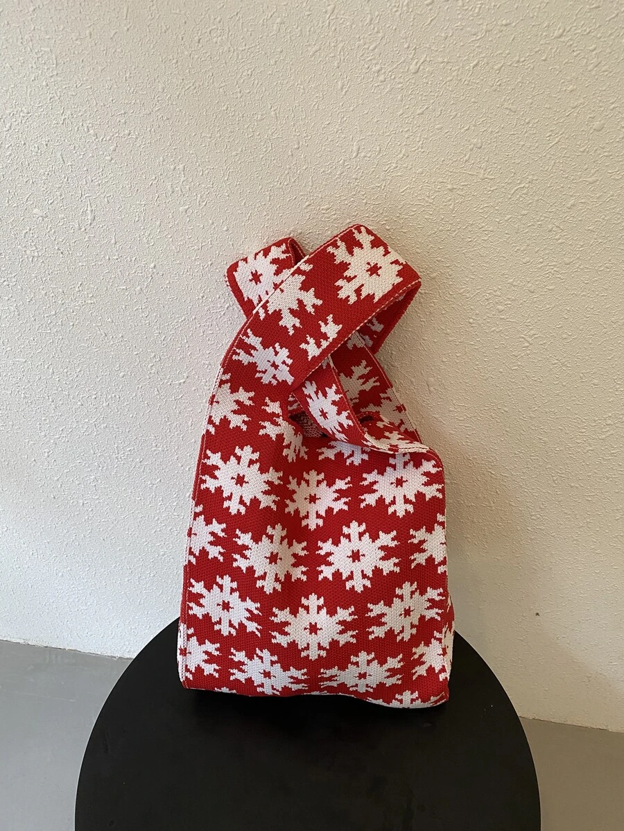 迷你雪花圖案鉤針編織袋 - 彩色 - 查看 1