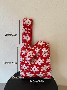 迷你雪花圖案鉤針編織袋 - 彩色 - 查看 4