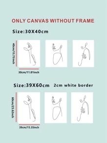 3 piezas Láminas decorativas sin marco con estampado de figura abstracta - Blanco y Negro - Ver 3