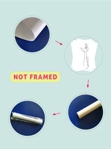 3 piezas Láminas decorativas sin marco con estampado de figura abstracta - Blanco y Negro - Ver 4