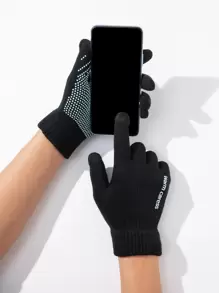 Găng tay màn hình cảm ứng đồ họa Men Letter - màu đen - Xem 1