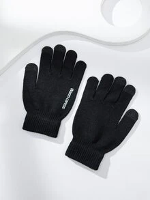 Găng tay màn hình cảm ứng đồ họa Men Letter - màu đen - Xem 3