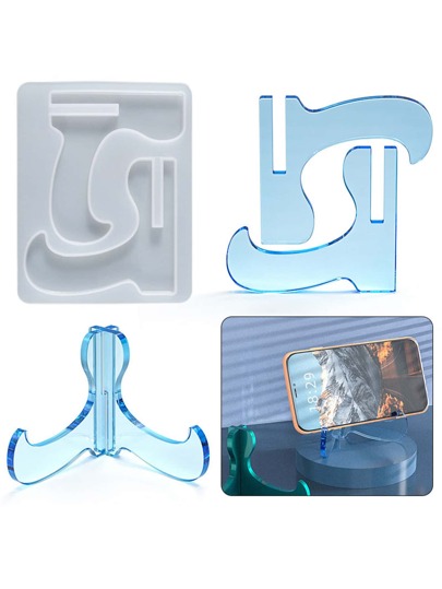 1 件可重复使用的 DIY 硅胶模具，创意白色手机支架设计可清洗硅胶模具，适合 DIY 爱好者