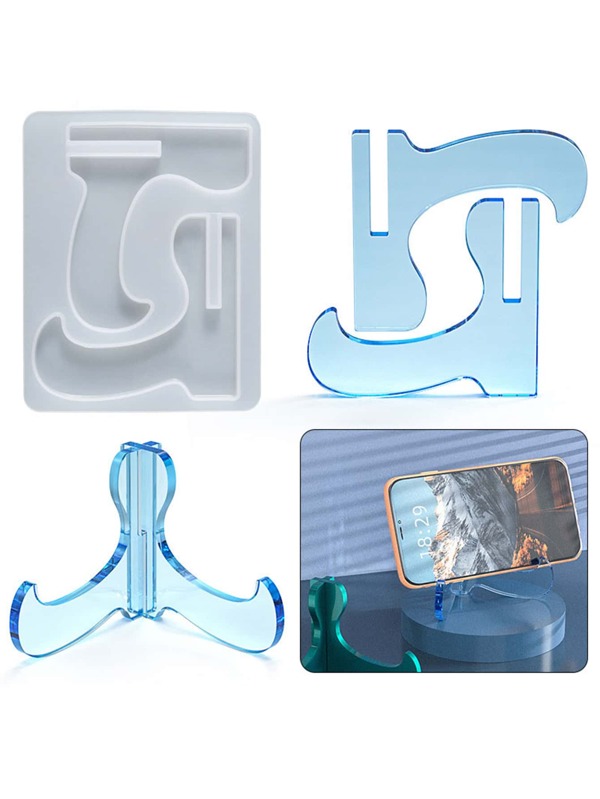 1 件可重复使用的 DIY 硅胶模具，创意白色手机支架设计可清洗硅胶模具，适合 DIY 爱好者
