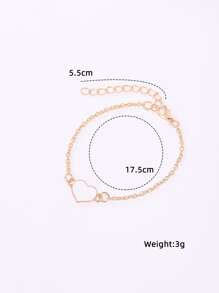 1入組極簡風格圓形指針石英手錶和1入組手環 - 白色 - 查看 4