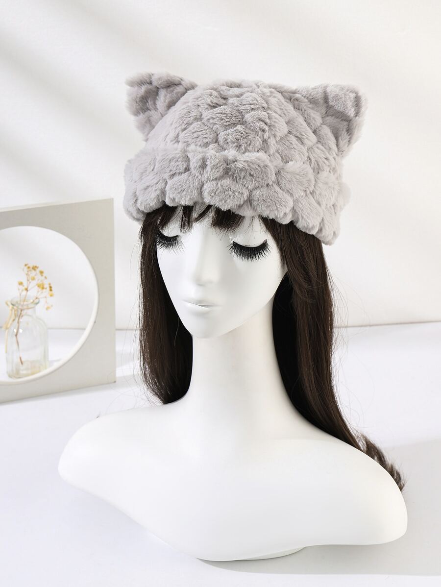 Sombrero con dibujos animados con diseño de oreja mullido - Gris - Ver 1