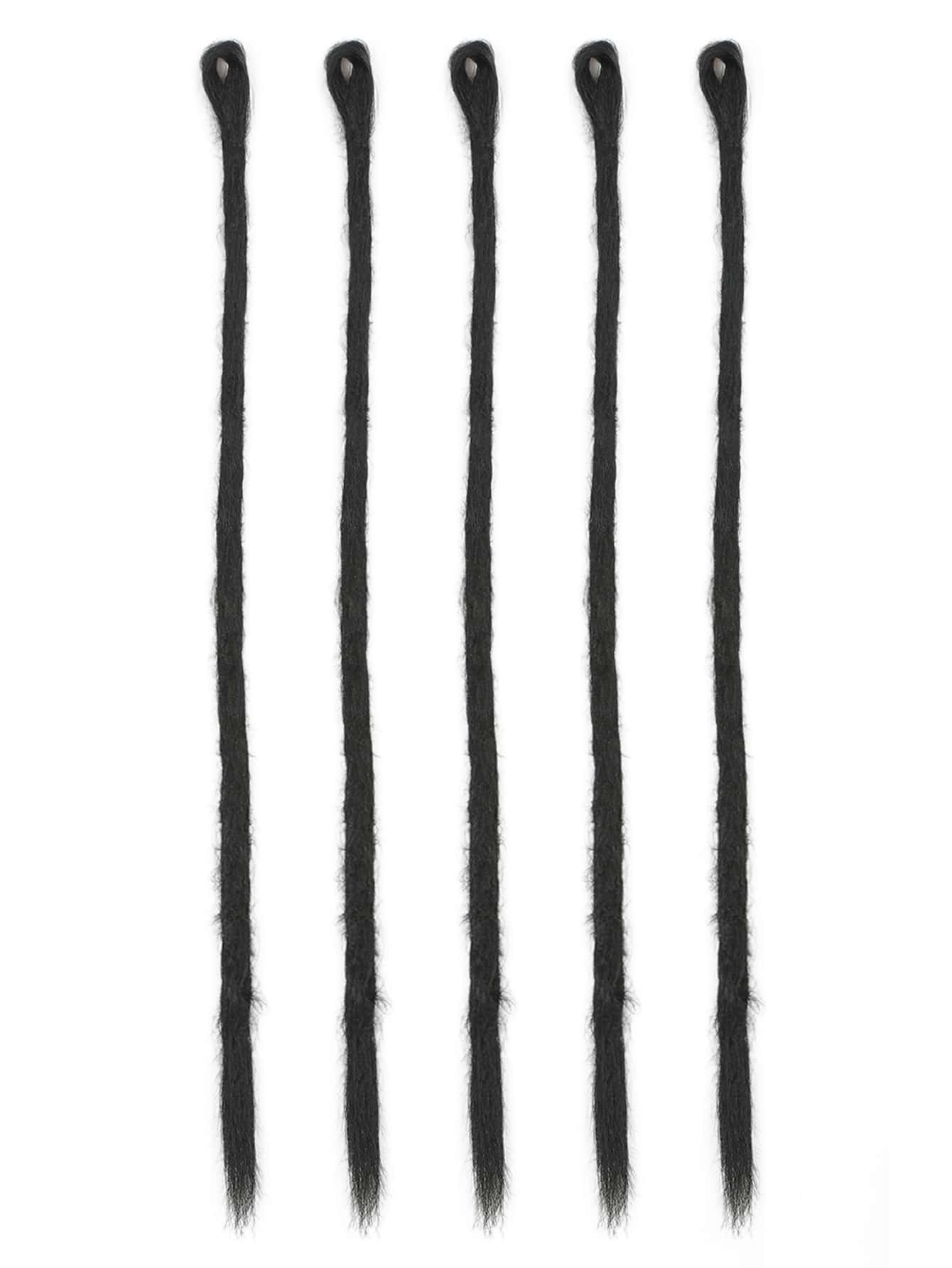 5pcs Medium Straight Synthetic Hair Extension - Black - View 1