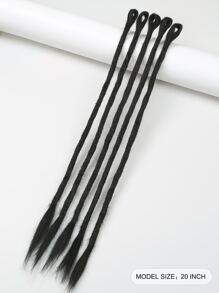 5pcs Medium Straight Synthetic Hair Extension - Black - View 2