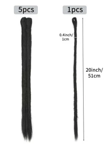 5pcs Medium Straight Synthetic Hair Extension - Black - View 3