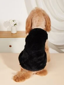 1 pieza Cazadora unicolor de mascota - Negro - Ver 3