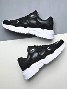 Men Lace-up Front Chunky Sneakers - Black - View 3