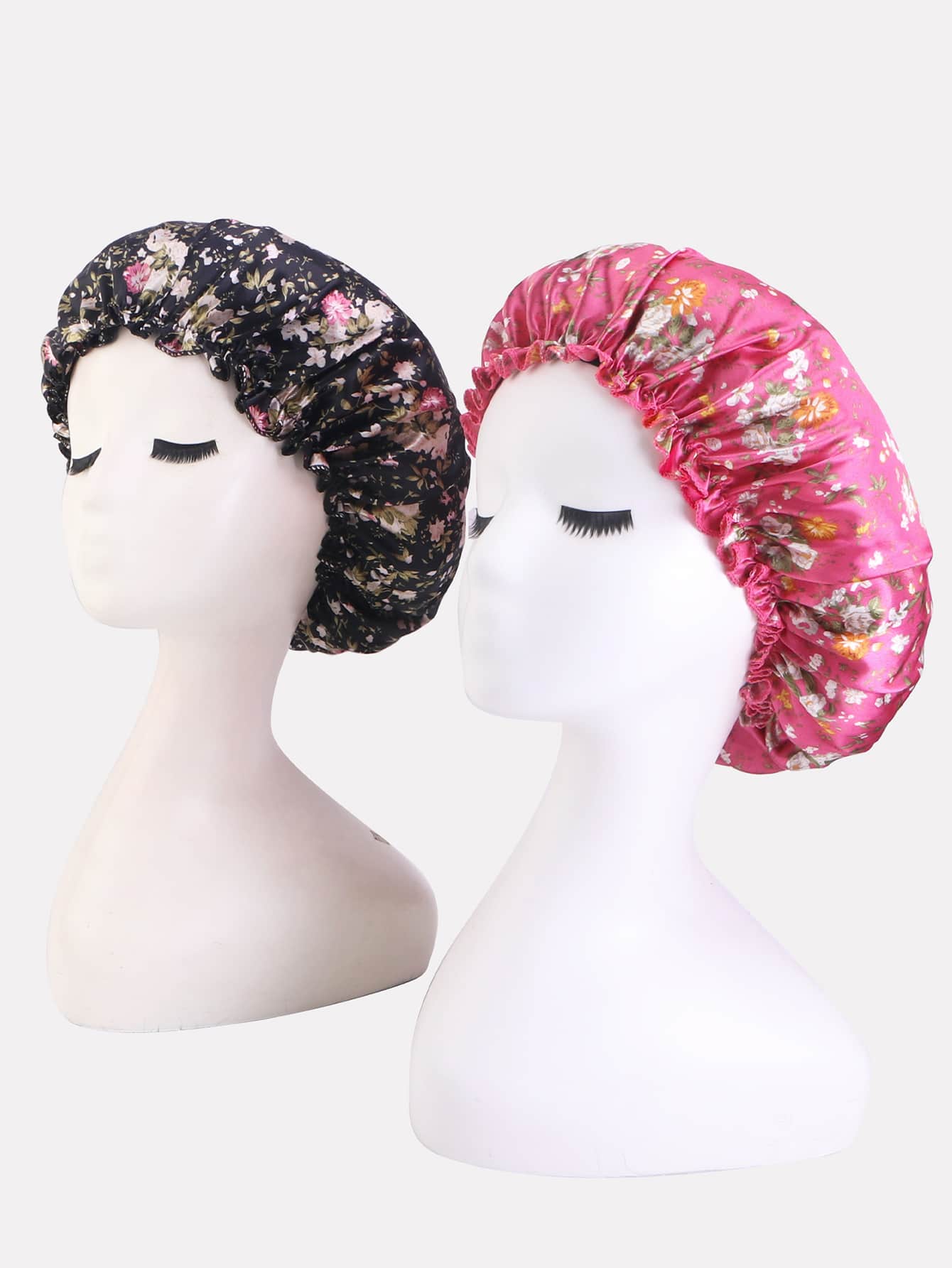 2pcs Floral Print Hair Bonnet - Multicolor - View 1