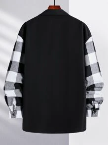 Manfinity Homme Men Plaid Print Pocket Patched Shirt Without Tee - Black - View 2