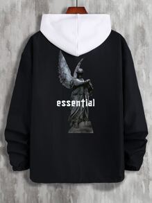 Manfinity Men 1pc Letter & Figure Graphic Drop Shoulder Coat - Black - View 1