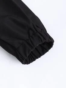 Manfinity Men 1pc Letter & Figure Graphic Drop Shoulder Coat - Black - View 3