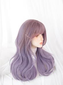 1入組合成耐熱假髮紫色漸變長捲髮假髮，長 24 英寸，由纖維製成，適合日常使用，自然逼真假髮