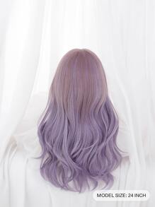 1入組合成耐熱假髮紫色漸變長捲髮假髮，長 24 英寸，由纖維製成，適合日常使用，自然逼真假髮