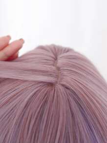 1入組合成耐熱假髮紫色漸變長捲髮假髮，長 24 英寸，由纖維製成，適合日常使用，自然逼真假髮