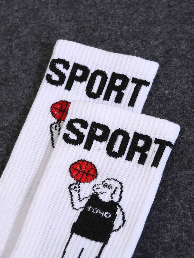 5pairs Figure & Letter Graphic Crew Socks