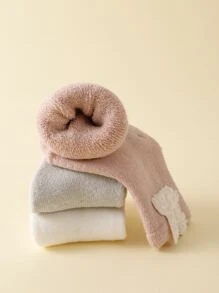 3雙加厚卡通毛絨暖中筒襪,適用於嬰兒 - 彩色 - 查看 4