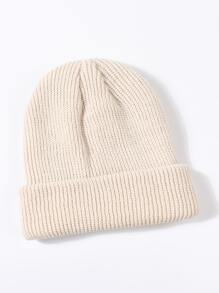 素色翻邊豆豆帽