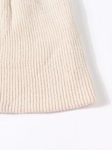 素色翻邊豆豆帽