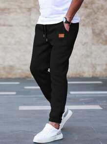 Manfinity Homme Men Slant Pocket Drawstring Waist Sweatpants - Black - View 3